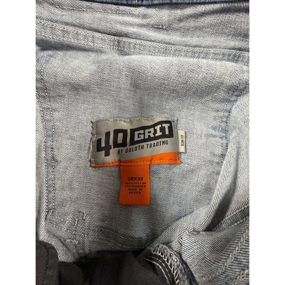 40 Grit Duluth Trading Co Slim Fit Carpenter Jeans Dark Wash Blue Mens 38 X 32